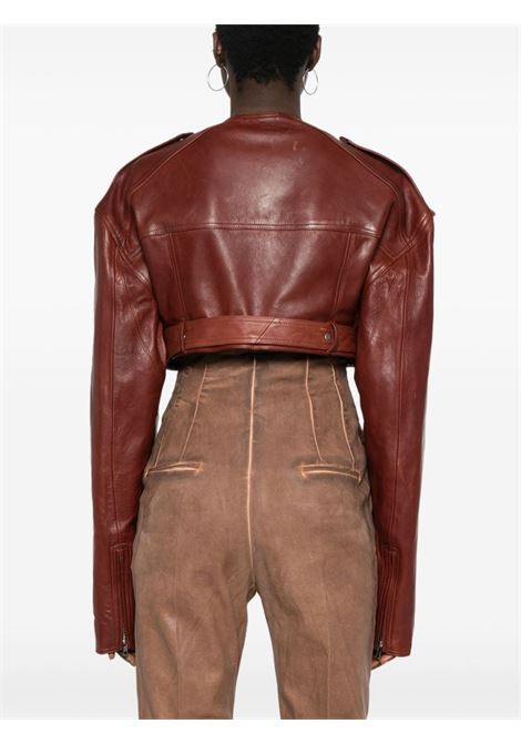 Giacca Micro Biker crop in marrone - donna RICK OWENS | RO01D2790LNV73